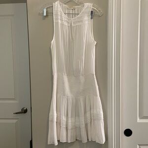 Ramy Brook White Smocked Sleeveless Mini Dress, Size M